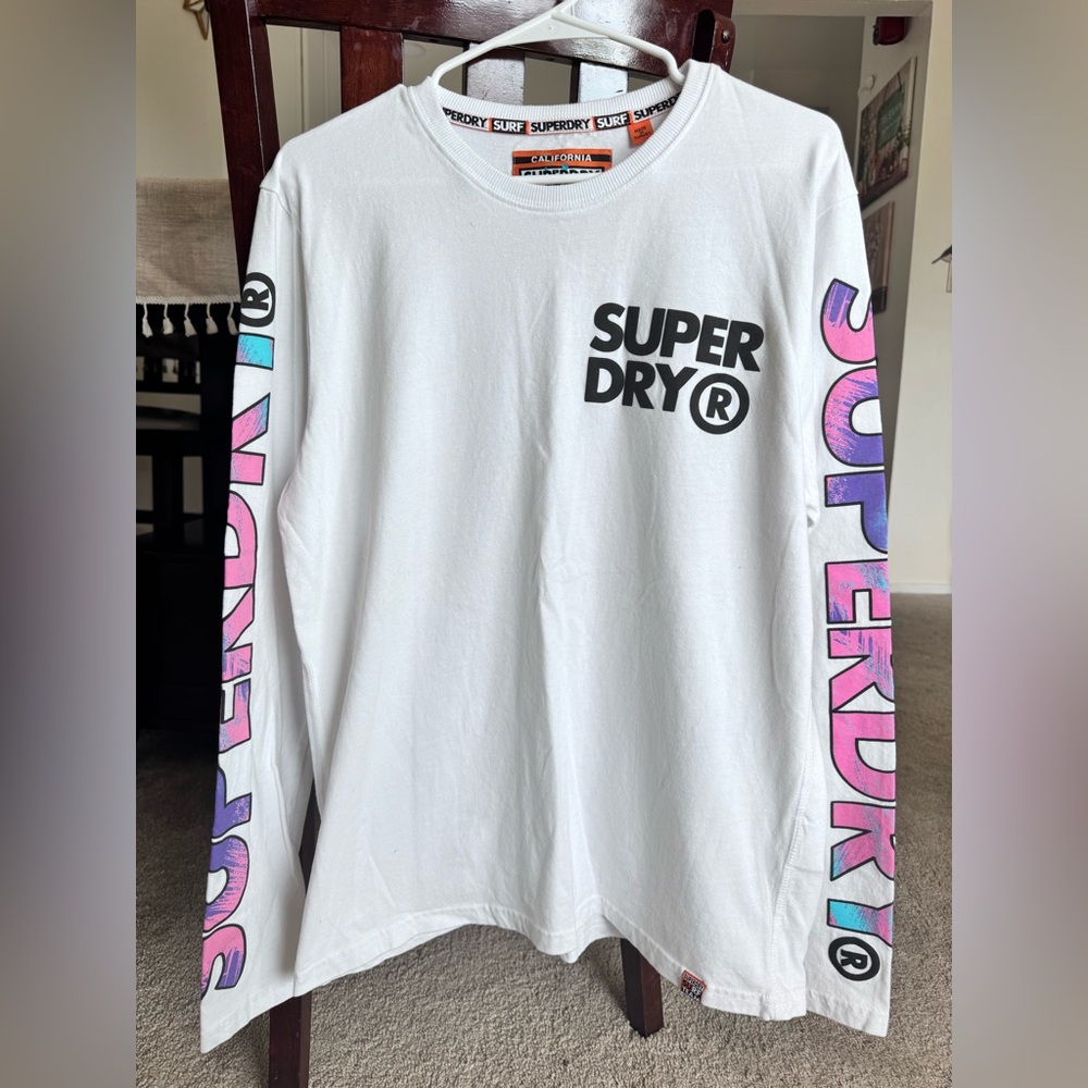Superdry White T-shirt with Orange Surf Team Graphic
